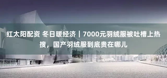 红太阳配资 冬日暖经济｜7000元羽绒服被吐槽上热搜，国产羽绒服到底贵在哪儿